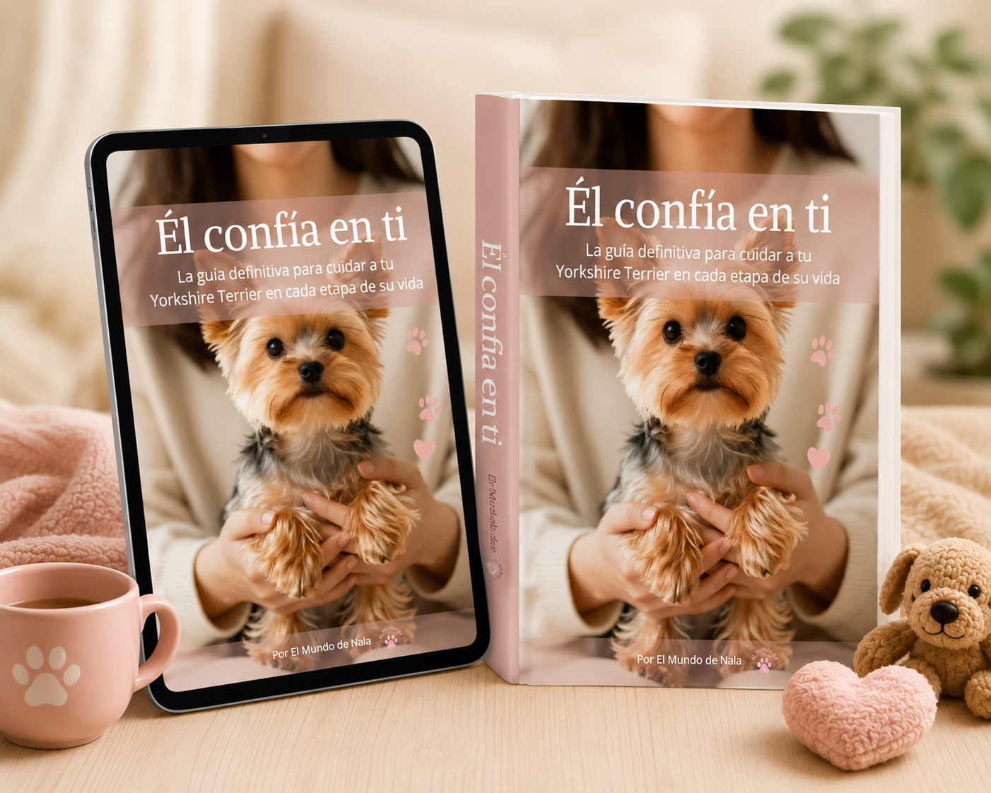 Mockup del ebook y libro físico Él Confía en Ti